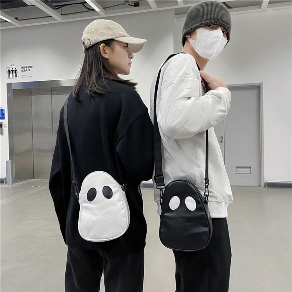 PU Leather Shoulder Bag Adjustable Strap Halloween Mini Bag Funny Ghost Crossbody Bag Women's