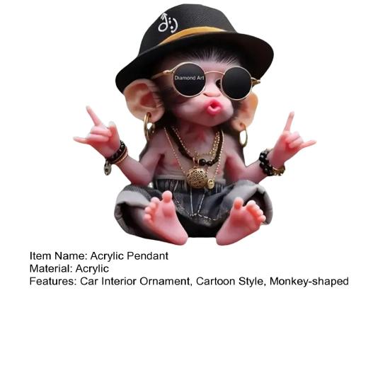 Christmas Monkey Pendant 2D Acrylic Hanging Ornament Cartoon Monkey Xmas Tree Ornament Car Interior Accessory Gift for Animal Lovers