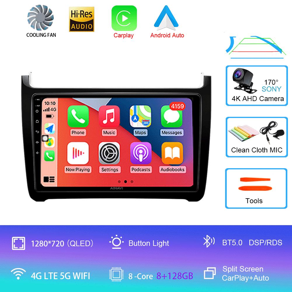 Автомобильное радио Android 14 Carplay 4G+Wifi для Volkswagen VW polo 5 sedan 2008-2020 Мультимедийный плеер Стерео GPS 2 Din DVD Головное устройство