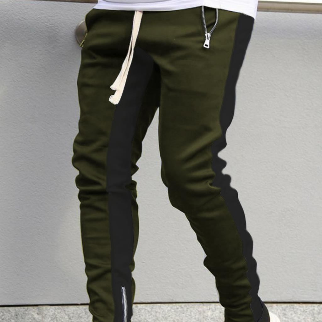 Новые брюки на шнурке, спортивные брюки на молнии с двойным карманом, модные мужские полосатые брюки