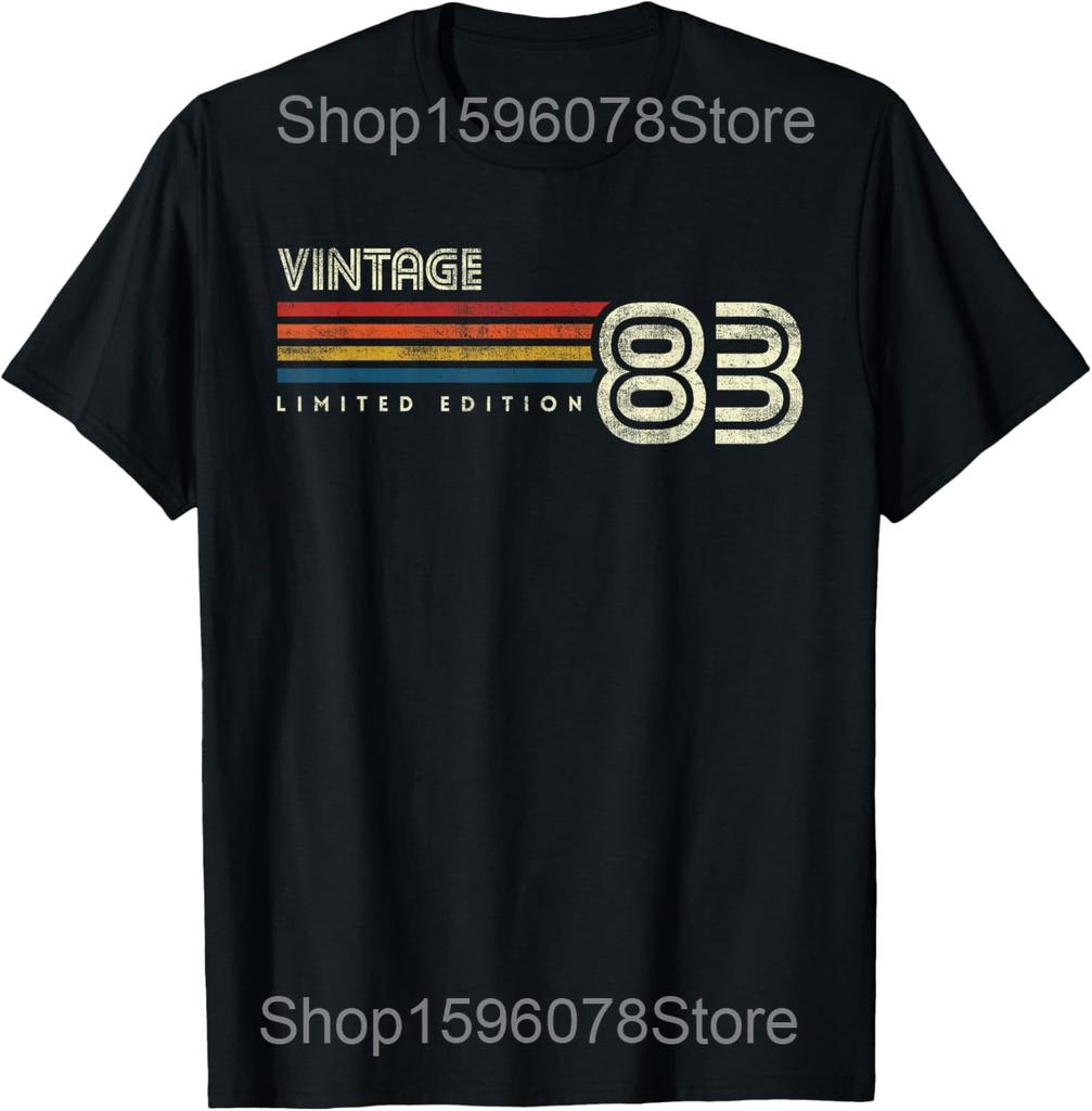 Vintage Birthday Cassette Est 1983 Edition T Shirts Men Cotton Humor Streetwear Tee Shirt Short Sleeve Unisex Loose Clothing