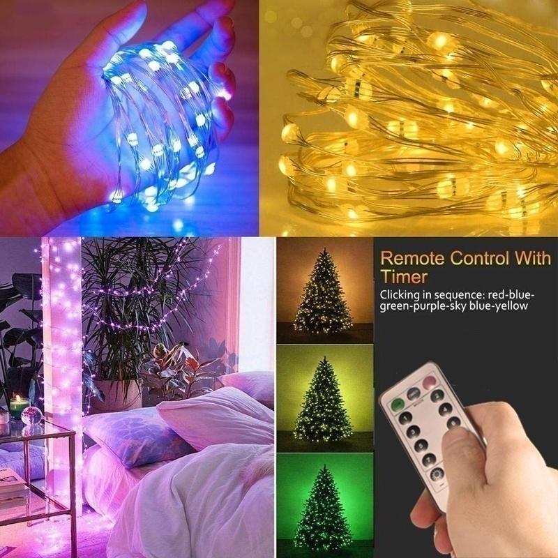50/100/200 Светодиодные гирлянды из медной проволоки USB-плагин Fairy Lights с дистанционным управлением 8 режимов освещения Домашнее украшение