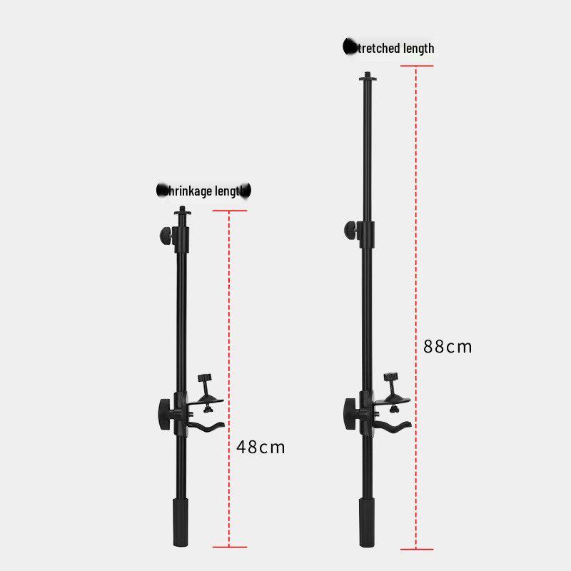 Telescopic Desktop Floor Stand with Adjustable Microphone & Phone Clip for Live Streaming