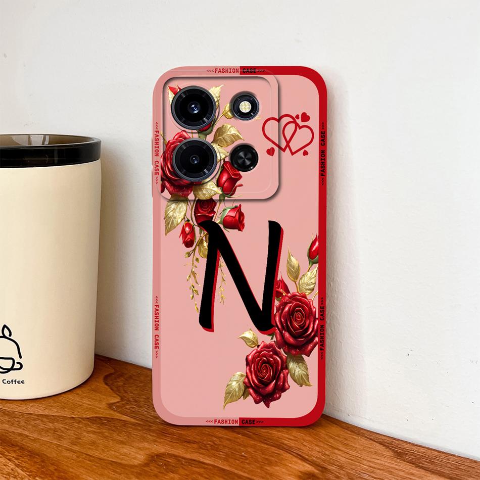 Чехол для Infinix Note 30 Pro 30 VIP 30i Модный с розовыми буквами Мягкий жидкий силиконовый чехол для телефона для Infinix Note30 Противоударный корпус