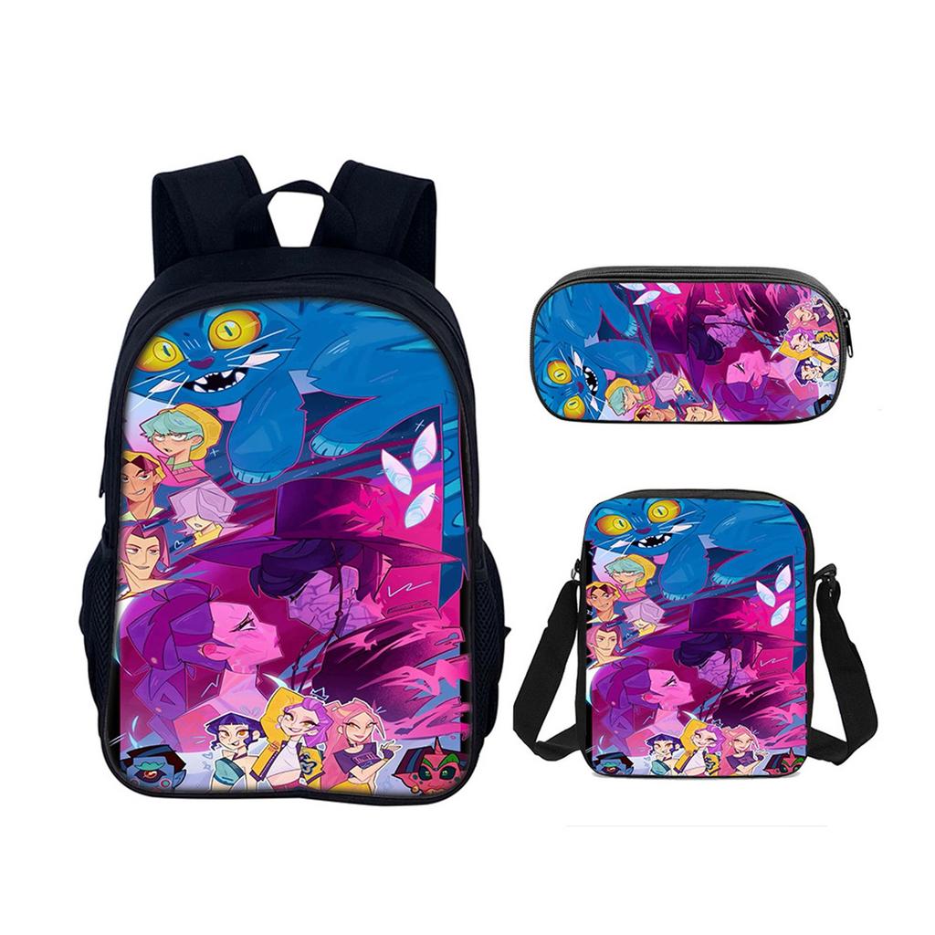 Backpack Cartoon Devil Anime Lightweight Travel Casual Backpack Laptop Bag School Bag Three-piece Set