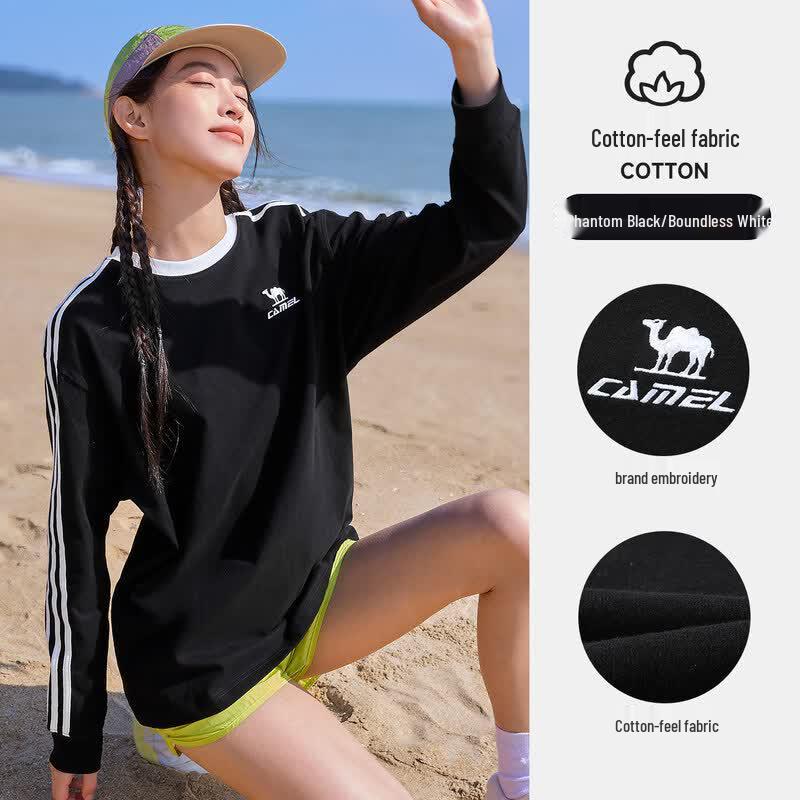 Camel Unisex Round Neck Long Sleeve T-Shirt
