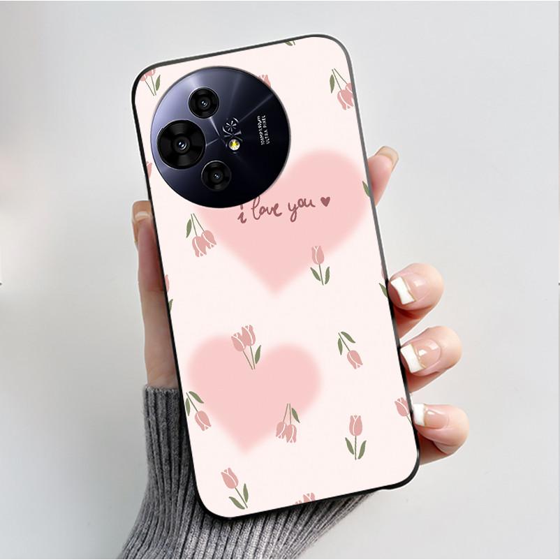 Чехол для телефона TCL 50 Pro NxtPaper 5G, Роскошный модный, с бабочкой и цветком, Черный, Мягкий ТПУ, Силиконовый, Ударопрочный, Корпус