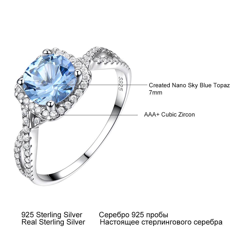 Umcho 925 Sterling Silver Jewelry Round Created Sky Blue Topaz Set