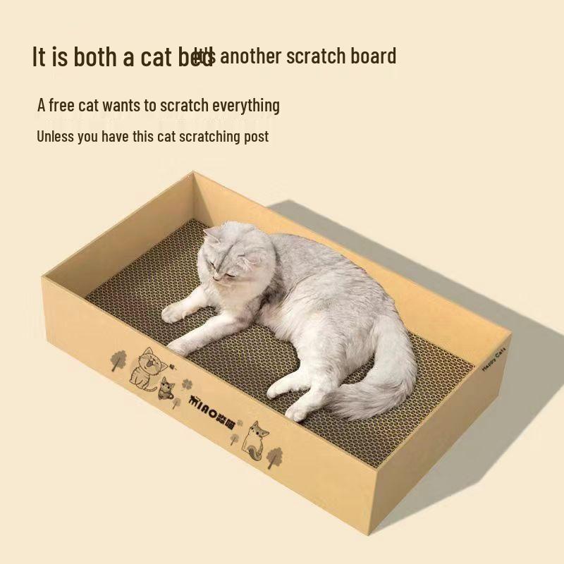 Cardboard Box Cat Scratch Toy: Durable, All-Season Corrugated Paper with Cat Paw Design, Extra Large Size.