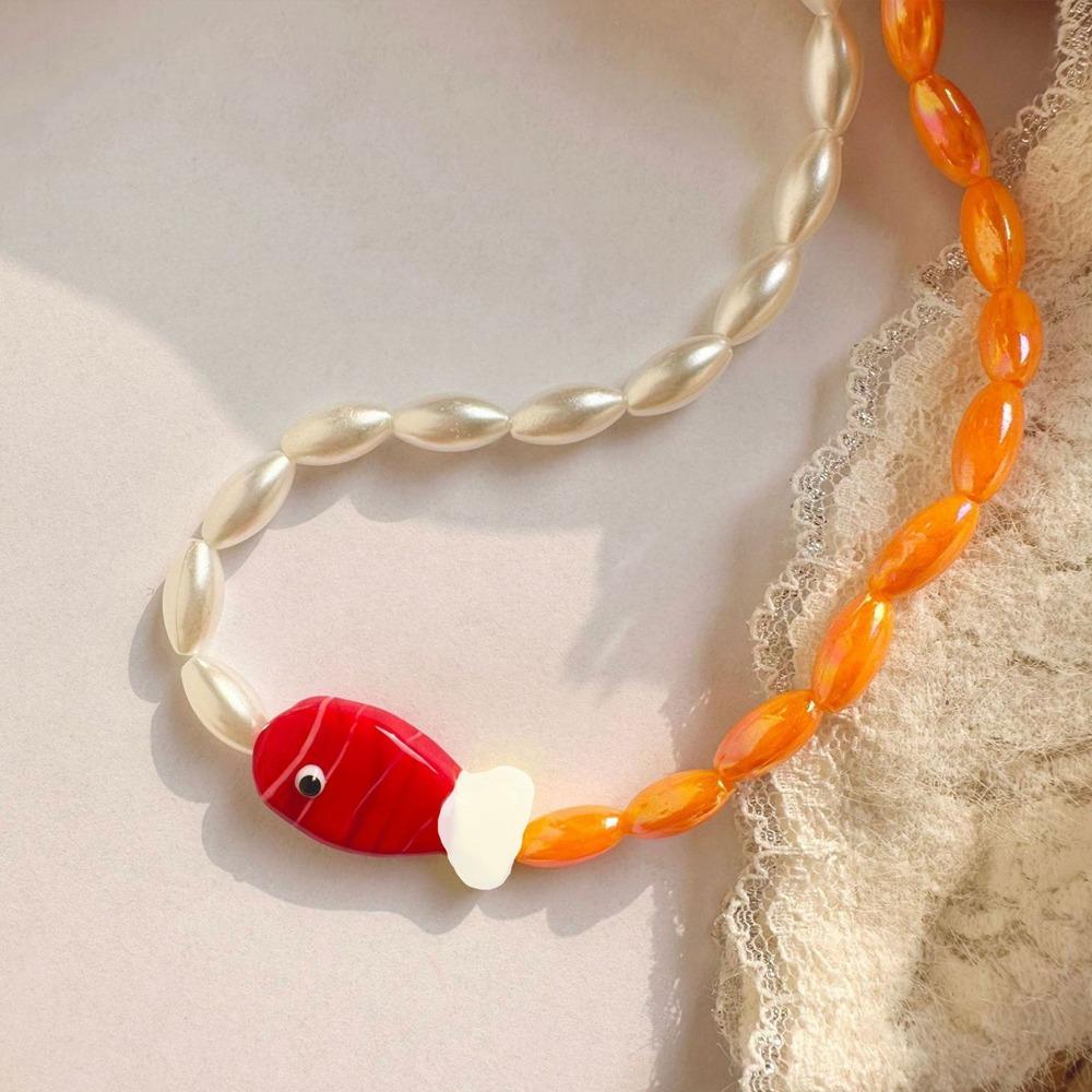 Jewelry Fish Pendant Necklace Bohemia Beads Chain Choker Trendy Mini Fish Necklace Summer