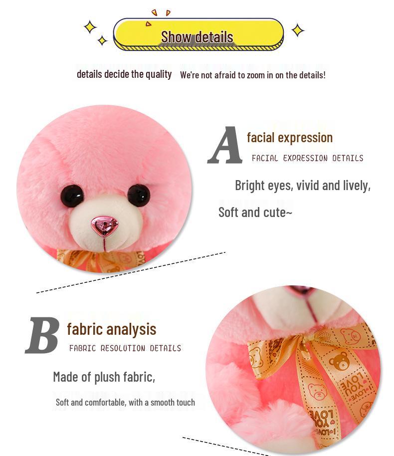 Розовая девчачья плюшевая игрушка в виде мишки с сердечком - Мягкий, милый плюшевый мишка тряпичная кукла подарок на день рождения для девочек