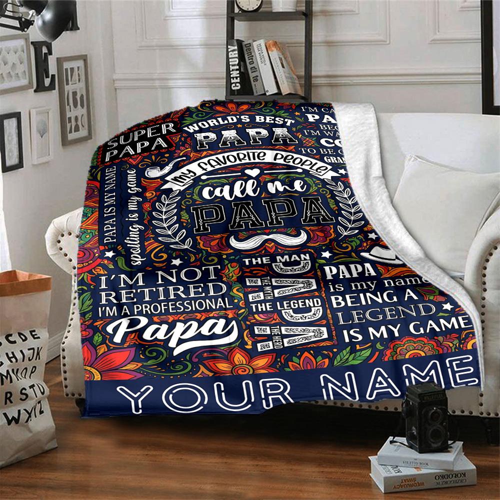 Warm Memories Of Father'S Day Themed Blanket Personalized Name Soft Warm And Versatile For Sofa Bed Office And Travel Machine Washable Comfortable In