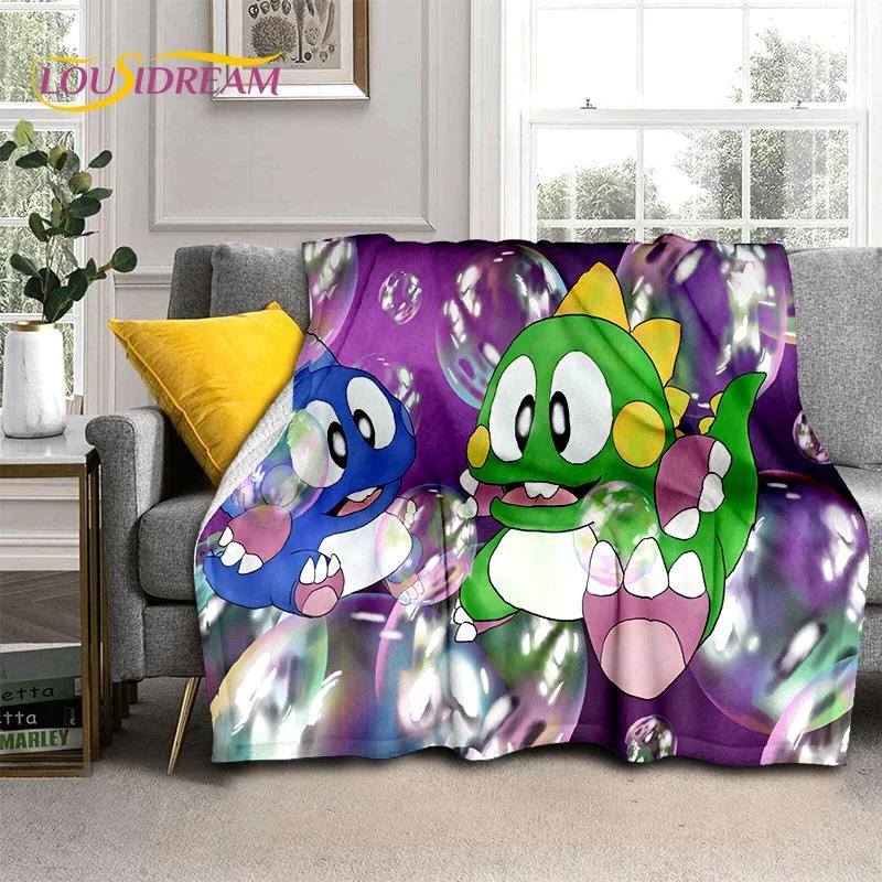 Мультяшный Bubble Bobble Puzzle Bobble Retro Game Мягкое фланелевое одеяло для кроватей, спальни, дивана, пикника, плед для отдыха на открытом воздухе