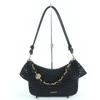 Great Handbag Ora 2-Way Shoulder Bag with Metal Logo Black Raffia Women Used