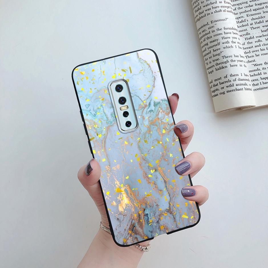 For Vivo V17 Pro Case Cover Vivo 1909 Phone Casing Flower Marble Silicone Shockproof Full Shell for VIVO V17 Pro 1910 Bumper Bag