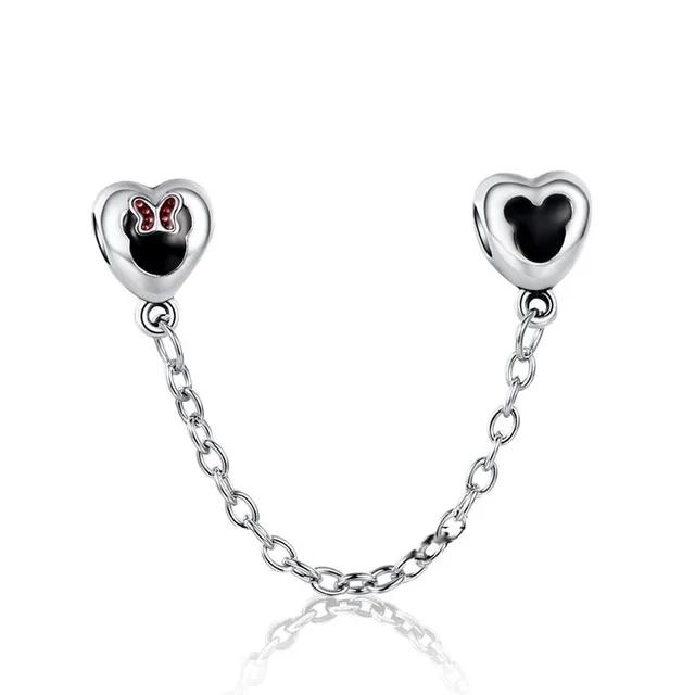 DIY Bead 925 Silver Mickey Charm Bracelet Necklace Jewelry Gift for Party
