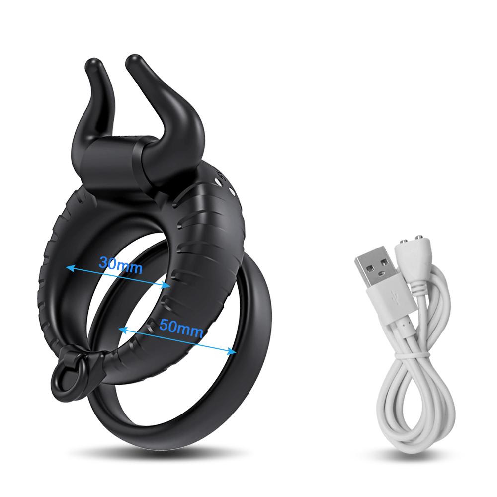 Vibrating Cock Ring for Men Soft Silicone Dual Rings Couples Game Adult Sex Toy Ejaculation Delay Male Penis Ring