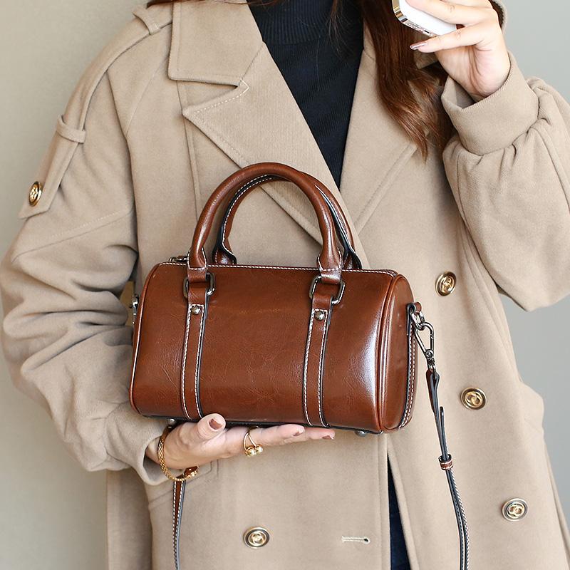 Женские сумки-мессенджеры большой вместимости с разделением Genuine Leather Fashi Classic Female Bost Bag Lady's Commute Однотонные сумки