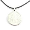 Stones and Minerals. Monaco 2 Francs Coin Necklace - Louis II Aluminum Trial. Black Cord.