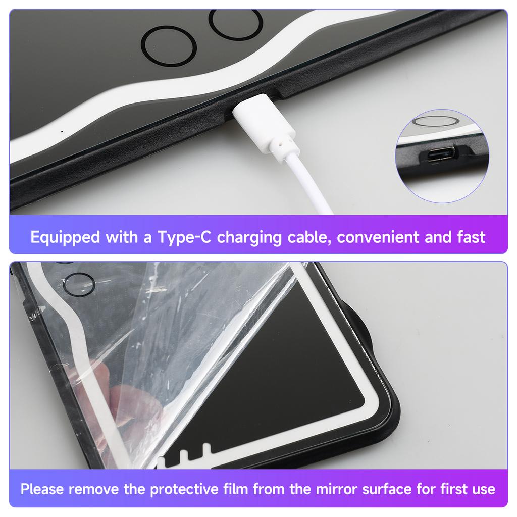 HD-зеркало для автомобиля, светодиодное зеркало для макияжа, солнцезащитный козырек, внутреннее зеркало заднего вида с USB-зарядкой, затемняемым сенсорным экраном, автомобильное зеркало для макияжа