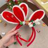 Christmas Bunny Ear Headband - Cute Red Rabbit Hair Accessory