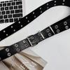 Панк Y2K Черный кожаный ремень для женщин - Вырез, заклепки, пряжка в два ряда, дизайн с полными отверстиями