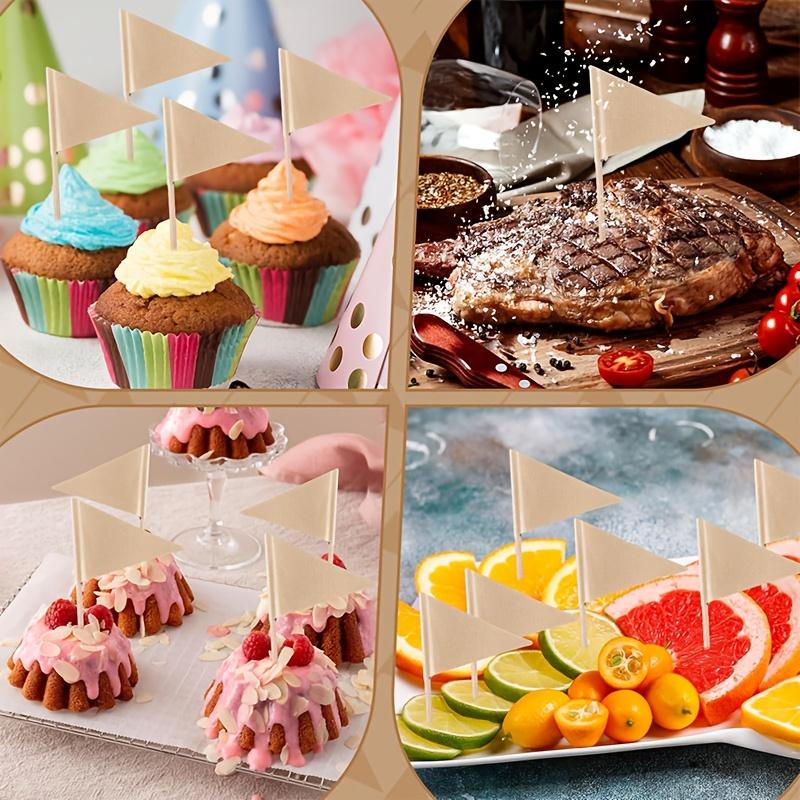200 Pieces of Eco-friendly Bamboo Toothpick Flags with Kraft Paper-Perfect for Party Decoration, Cupcake Stick Decor,and Fruit and Cheese Marker Flags