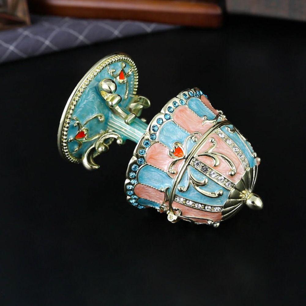 Luxury Enamel Enamel Jewelry Box Metal Diamond Crystal Rhinestones Home Storage Ornament Hand-Painted Enamel Exquisite Design