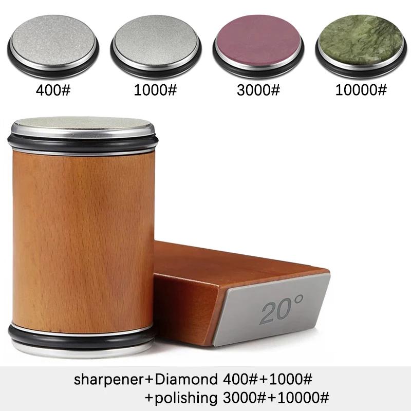 Точилка для ножей с вращающимся лезвием, магнитный держатель для ножей, набор алмазных точильных камней с углом заточки 15 и 20 градусов, кухонный аксессуар