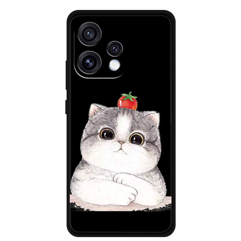 Чехол для Oppo Reno15 5G Цветочный Черный Силиконовый Мягкий Защитный Задний Чехол для Oppo Reno 15C 2025 Чехол для Телефона Coque Мультяшные Ракушки