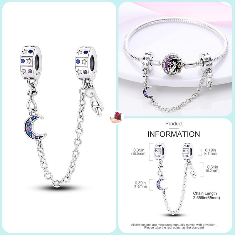 925 Silver Cat Paw Clover Charm Beads for Bracelet DIY Exquisite Gifts Secure Chain