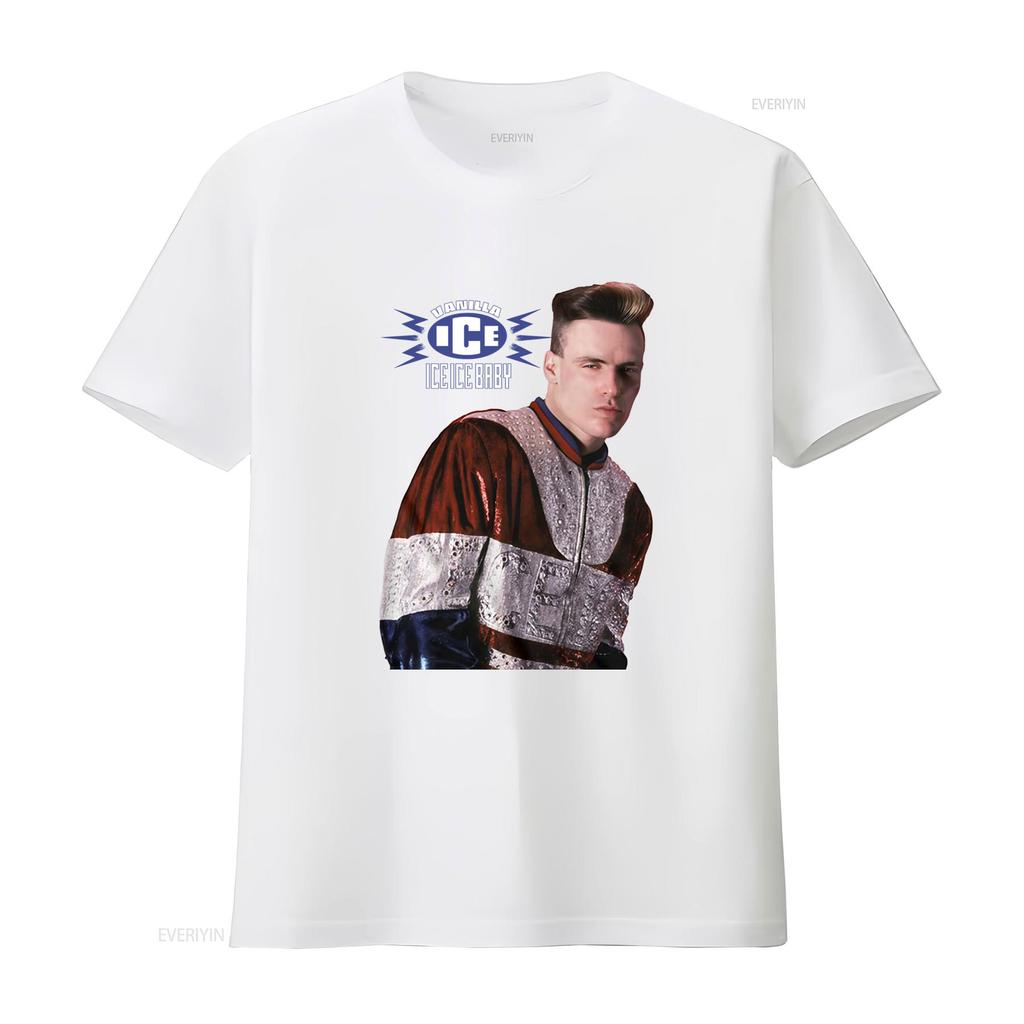 Vanilla Ice Baby Single Cover Mens T Shirt Iib Rapper Hip Hop Pop Music vintage Washed fashion Soft graphic Versatile homme