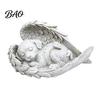 Outdoor Garden Statues Pet Memorial Statue with Angel Wings, Dog/Cat Durable Resin Dog Remembrance Gifts Sculpture, Weather Resistant Commemorative