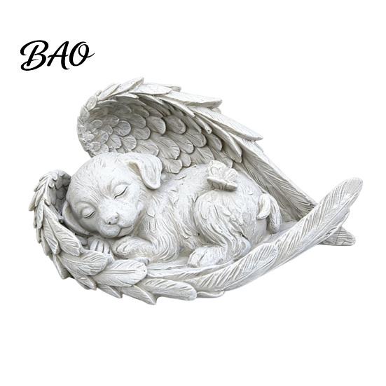 Outdoor Garden Statues Pet Memorial Statue with Angel Wings, Dog/Cat Durable Resin Dog Remembrance Gifts Sculpture, Weather Resistant Commemorative
