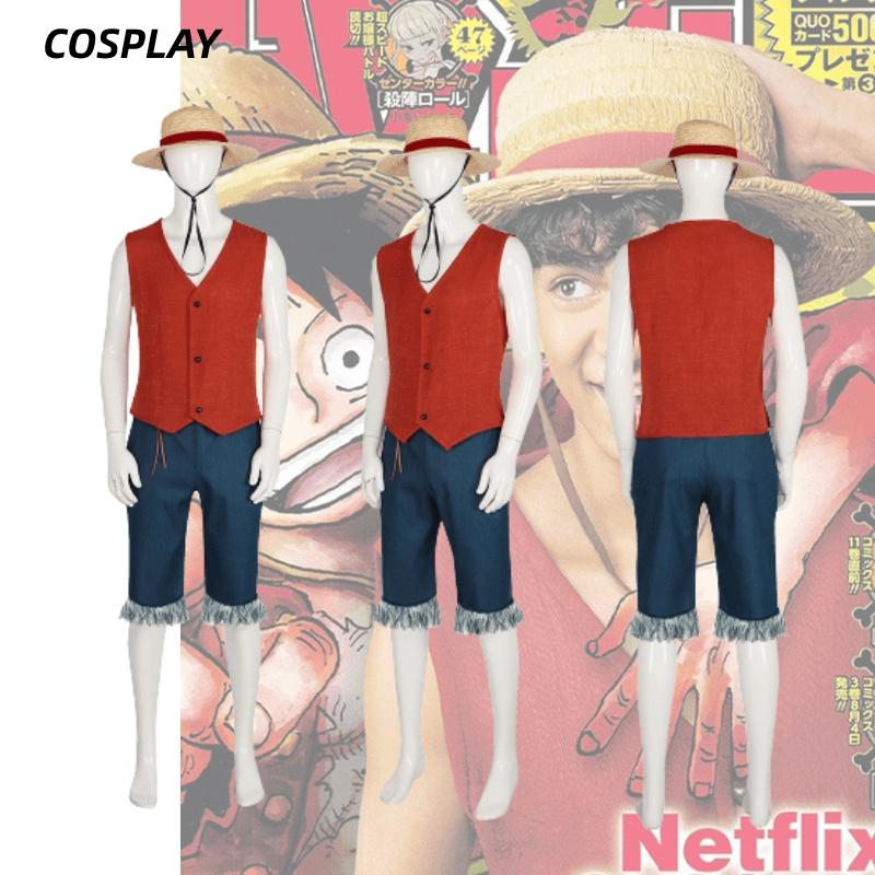 Костюм Луффи из фильма One Piece в реальной жизни для мужчин, косплей Короля Пиратов, Королевство Вано
