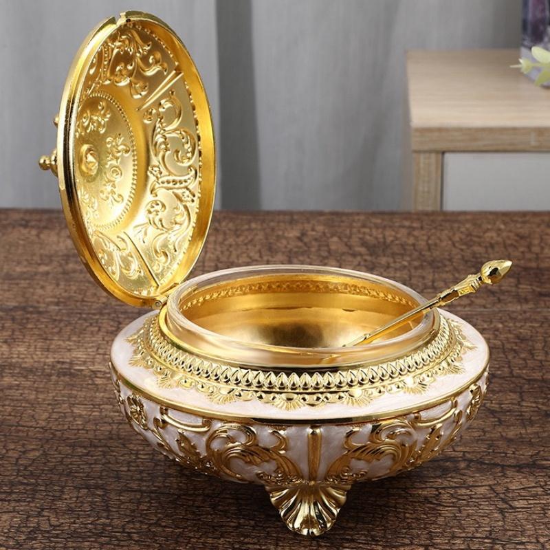 Банка для кофейных зерен, Цветочная гравировка, Сплав, С крышкой, Роскошный контейнер для специй, Органайзер для сахара, Банка для хранения соли, Декоративная для кухни