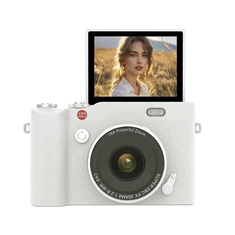 CCD Digital Camera with Dual Lenses - Retro Flip-Phone Style, Perfect for Students and Kids, Connects to Phone.