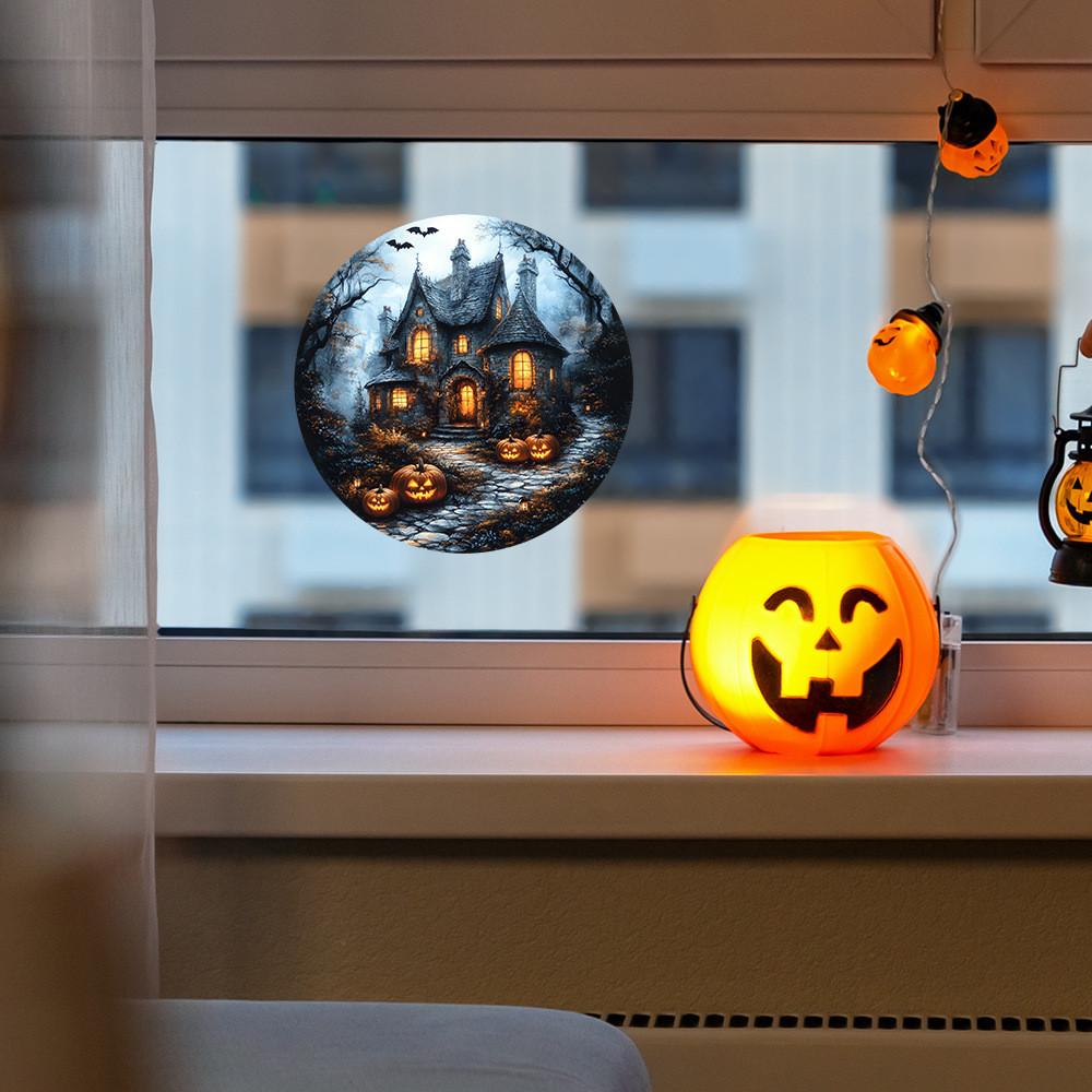 Тыква Хэллоуин Замок Летучая мышь УФ Статические Самоклеящиеся Без Клея Наклейки для Домашнего Декора