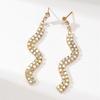 Premium Sense Of Luxury Double Rows Of Snake Ab Rhinestone Earrings Fashion Design Sparkling Earrings Women's Earrings 1 Pair