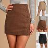 Замшевая нерегулярная юбка, однотонная женская юбка на молнии и пуговицах с высокой талией