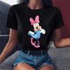 Unisex Pink Minnie Mouse Print T-Shirt Black Tops Summer Short Sleeve T-shirt Casual O-neck Tees Tshirt