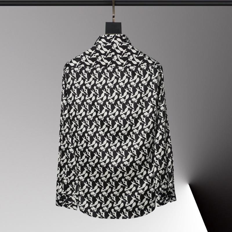 Мужские рубашки облегающего кроя с принтом, не требующие глажки, осень/зима