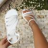 Summer New One-word Sandals Women's Cross-strap Flat-soled Women's Sandals Large-size Sandals