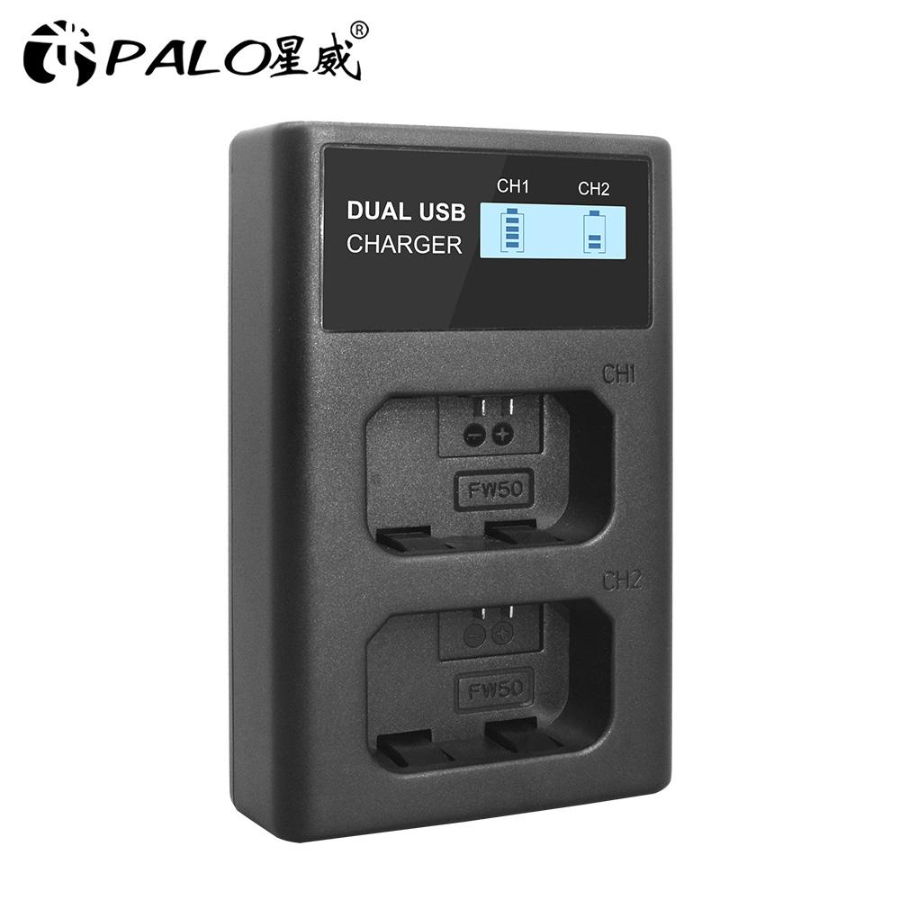 2Pcs 2000mAh NP-FW50 NP FW50 Camera Battery + USB LCD Dual Charger for Sony Alpha A6500 A6300 A7 7R a7R a7R II a7II NEX-3 NEX-3N