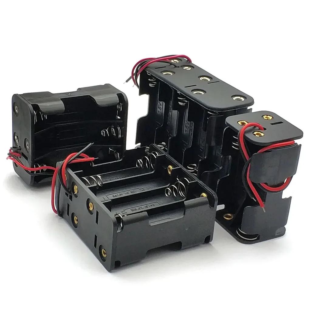 Black Plastic 4X 6X 8X 10X AA Battery Storage Case AA Back To Back Holder Container Aa Battery Storage Box Case Wire Lead Pin