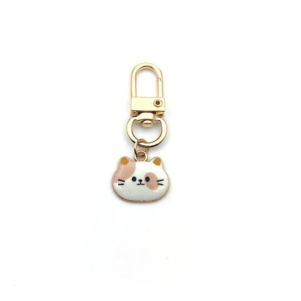 Metal Enamel Kitten Little Cat Small Keychain Hook Clear Printing Earphone Case Hanging