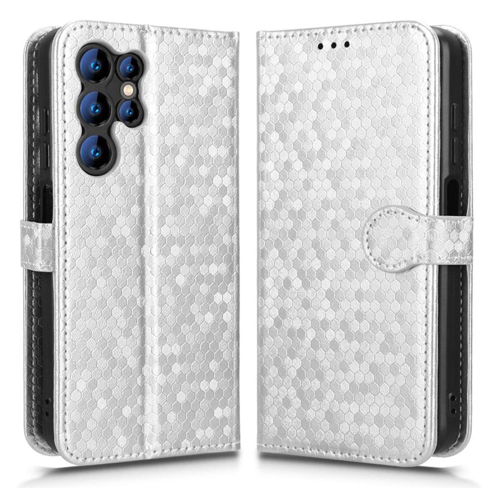 For Oukitel C1 Pro/C1 Wallet Case Dot Pattern Imprint PU Leather Phone Cover with Wrist Strap