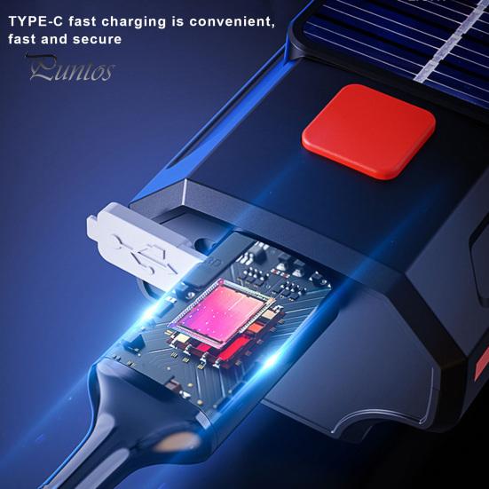 Универсальный передний фонарь для велосипеда с звуковым сигналом, многофункциональный велосипедный фонарь с высокой яркостью и дальним освещением на солнечной энергии