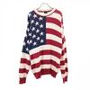 STRUCTURE 90s Made In USA Old Stars and Stripes Pattern Long Sleeve Cotton Knit Sweater Men's Used