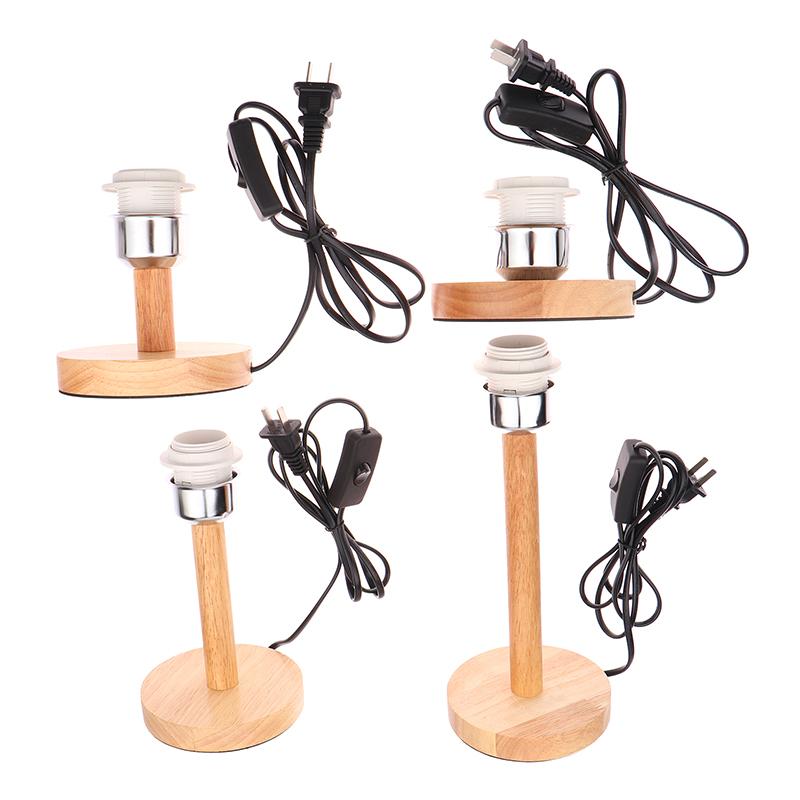 E27 патрон лампы круглый твердый деревянный держатель с шнуром включения выключения для настольной лампы прикроватный держатель лампы для домашнего освещения